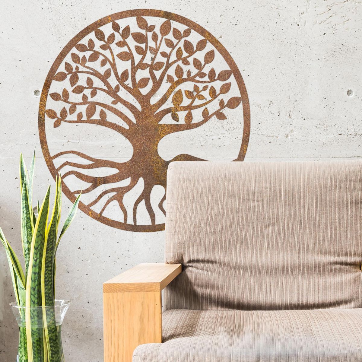 Rustic Round "Tree of Life" Wall Art in Situ in the Sitting Room