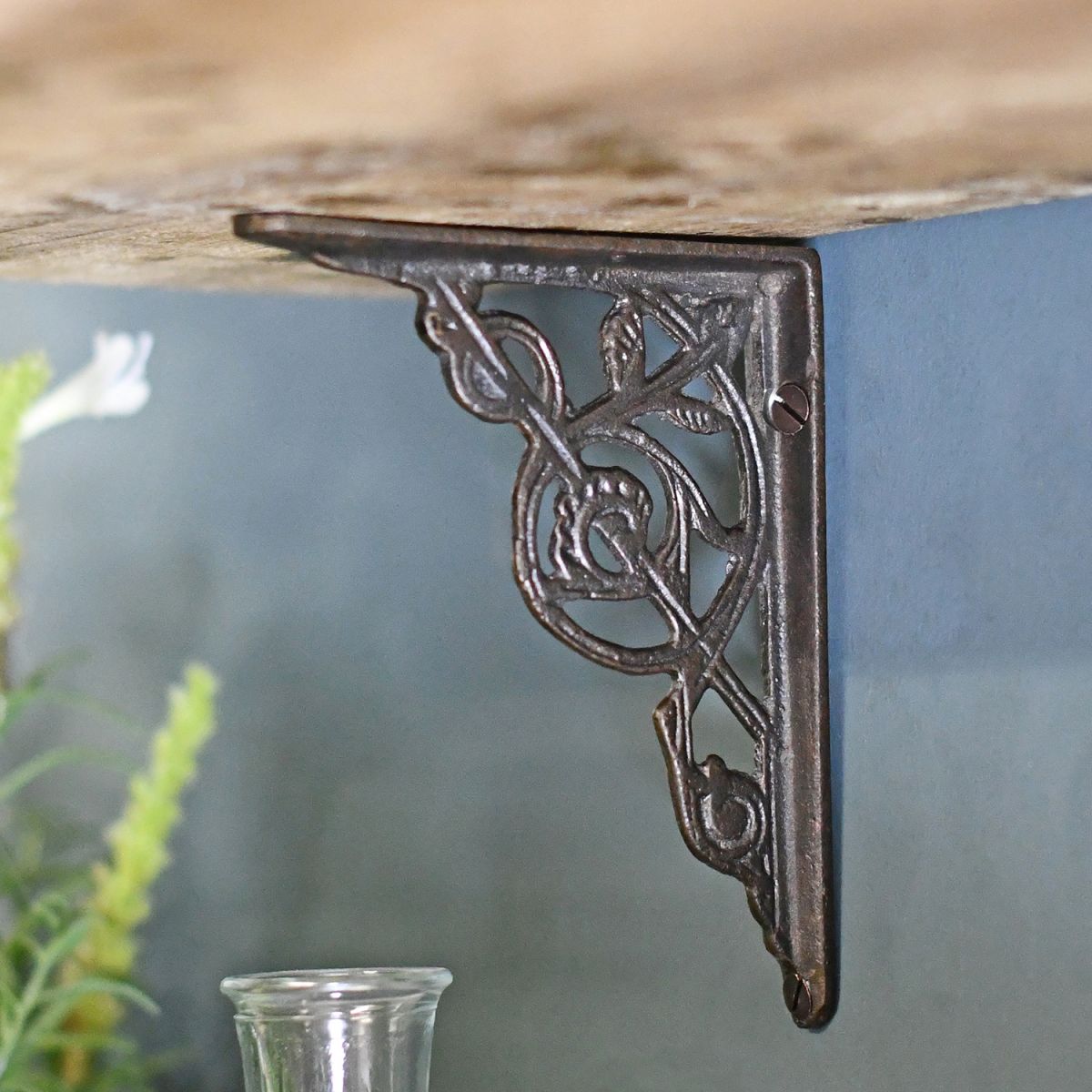 Trellis Natural Shelf Bracket in a Natural Iron Finish