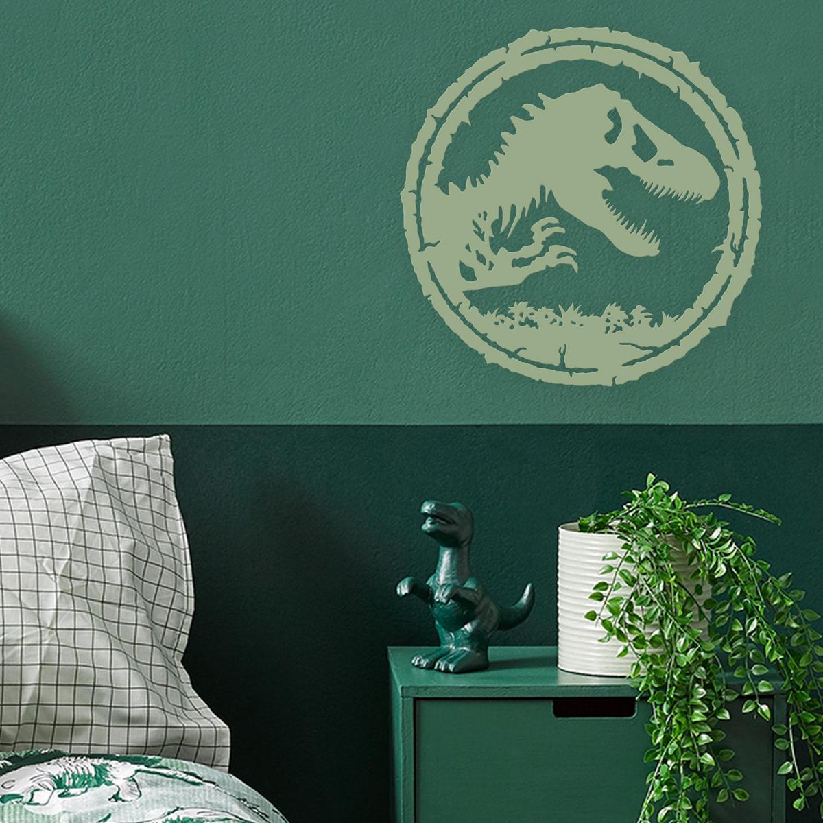 T-Rex Wall Art on a Green Wall
