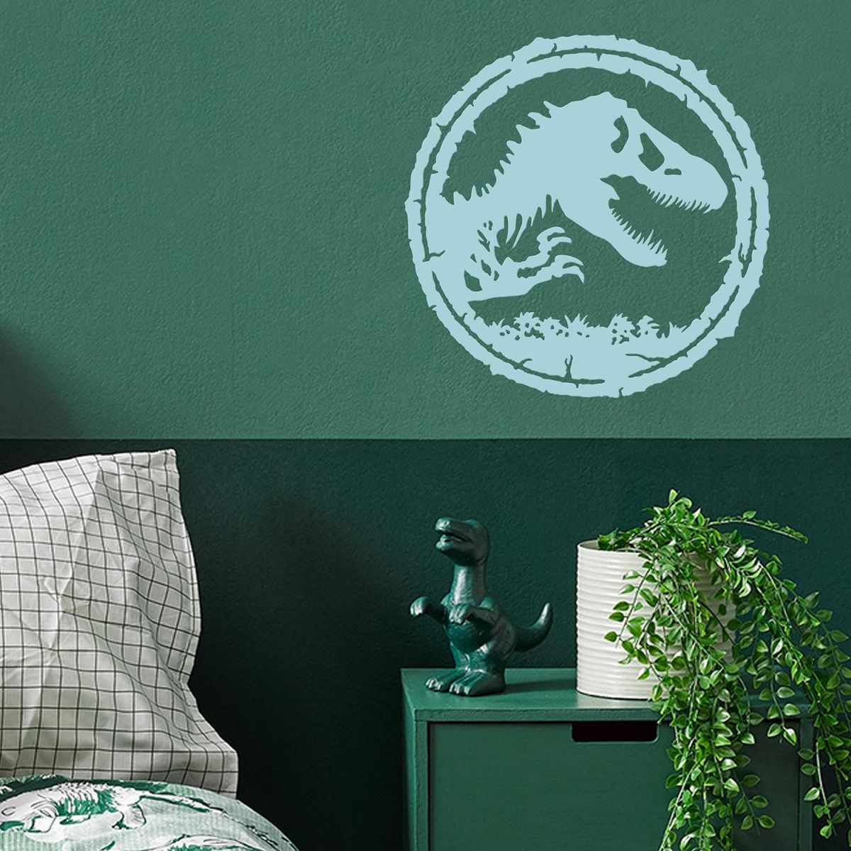 T-Rex Wall Art on a Green Wall