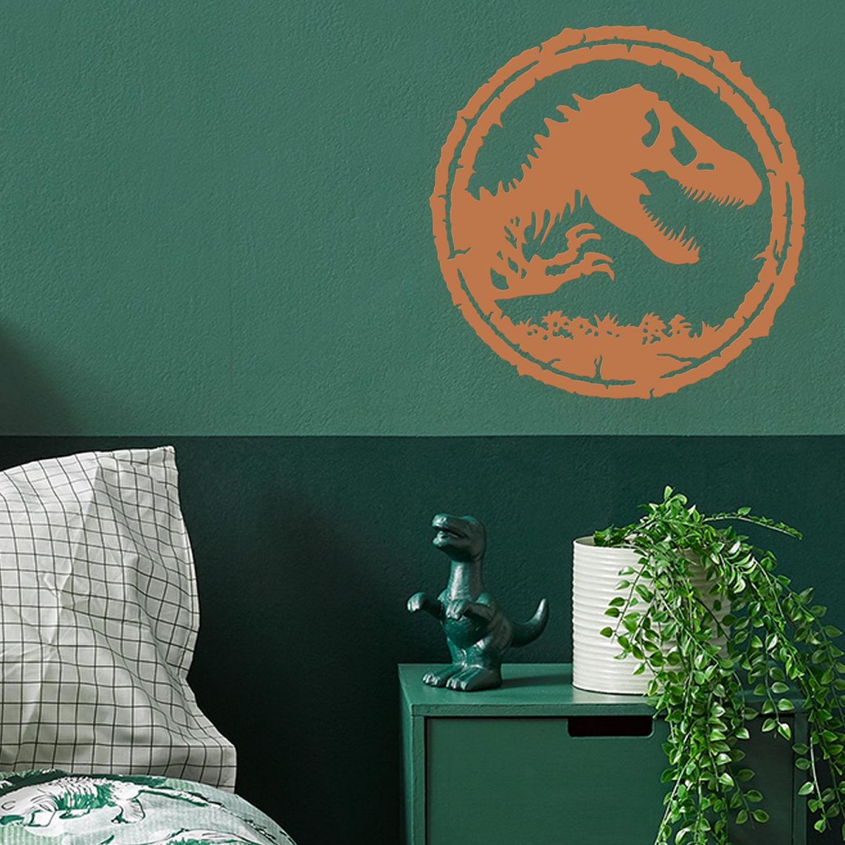 T-Rex Wall Art on a Green Wall