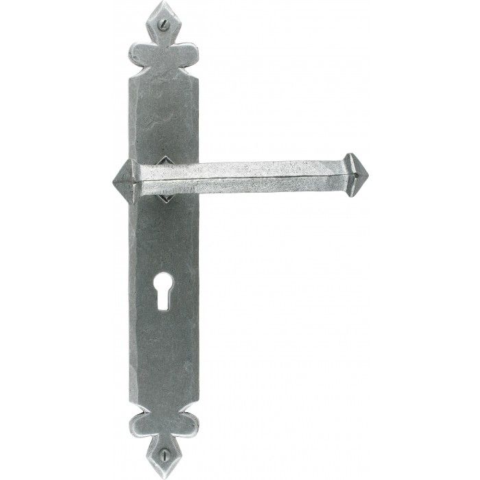 Pewter Tudor Design Lever Handle With Keyhole