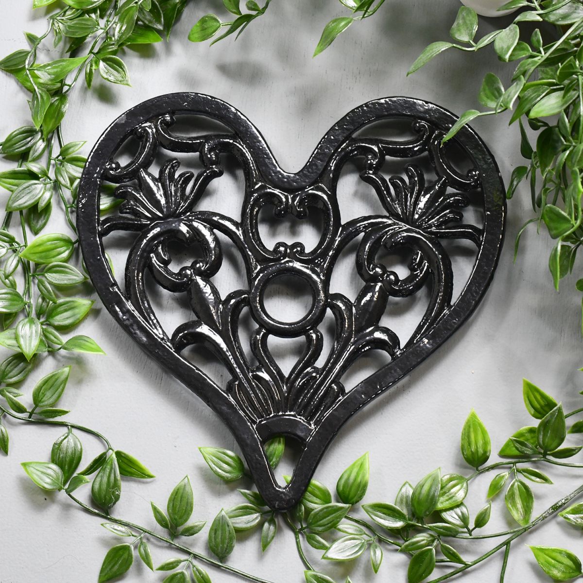 Black Cast Iron Heart Trivet