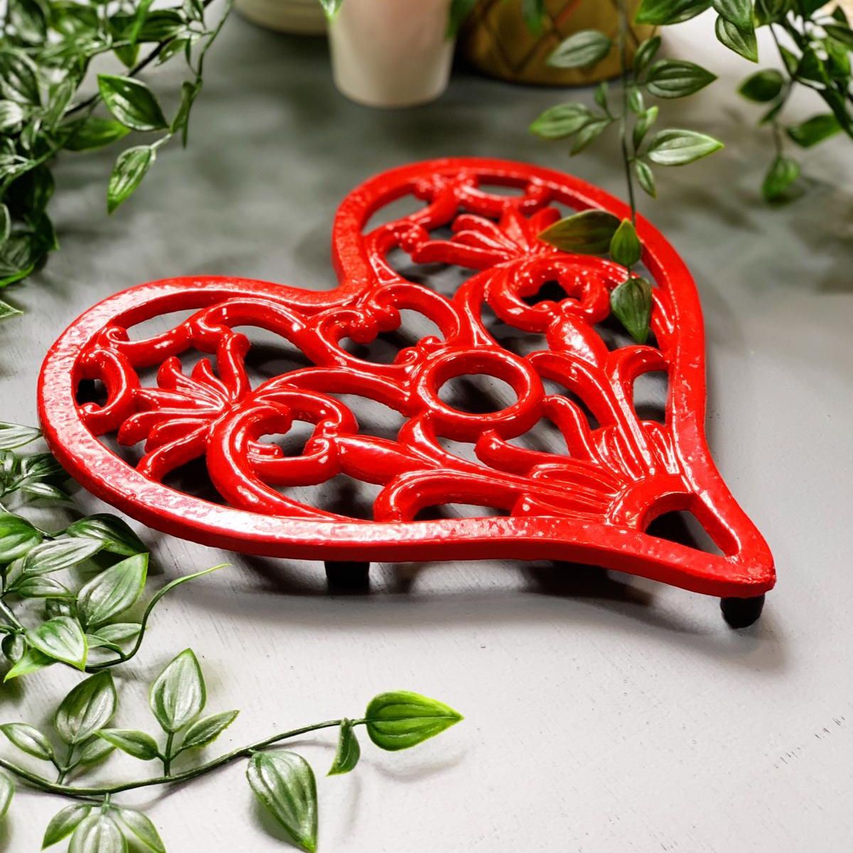 Heart Design Cast Iron Trivet