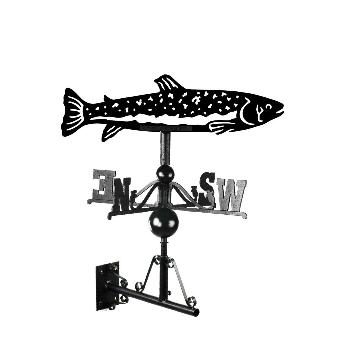 Trout fish weathervane in situ