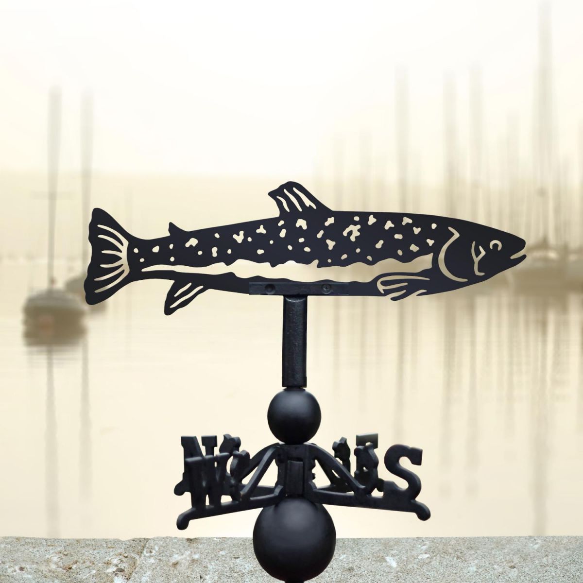 Trout fish weathervane at the docks