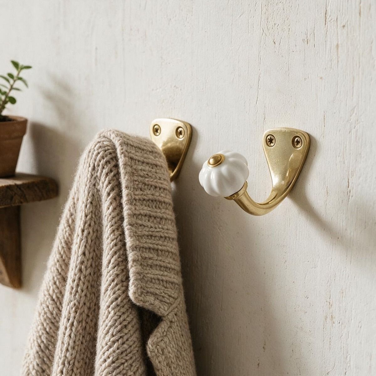 Two Fluted Period Hooks Next to Each other in a Home Hallway to a Period Home - Digital Illustration 