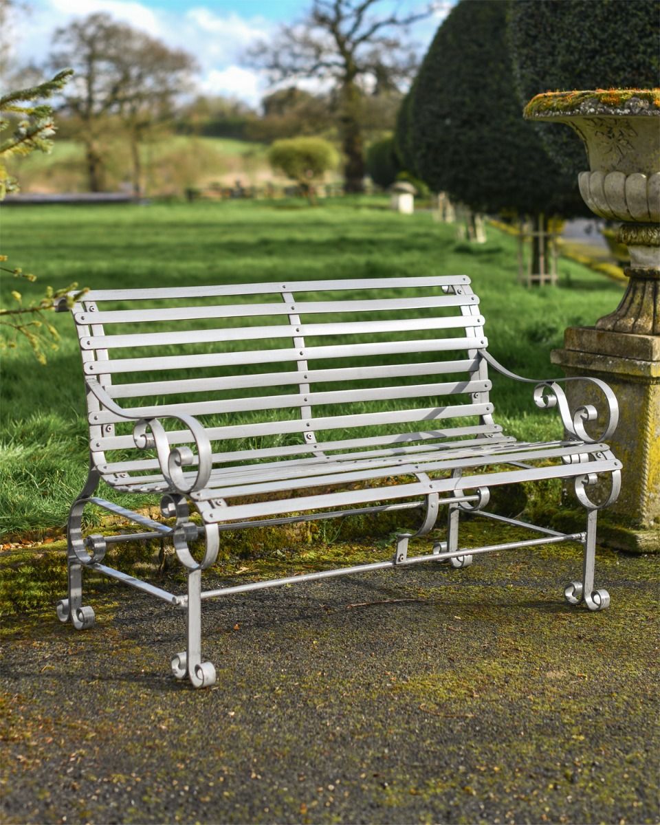 Grey Two Seater Park Bench 