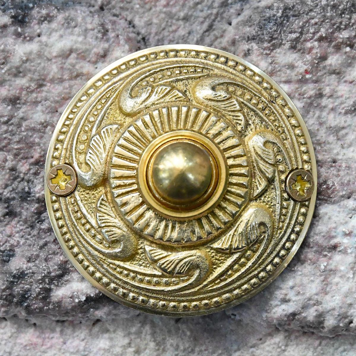 Polished Brass "Rococo" Bell Push 
