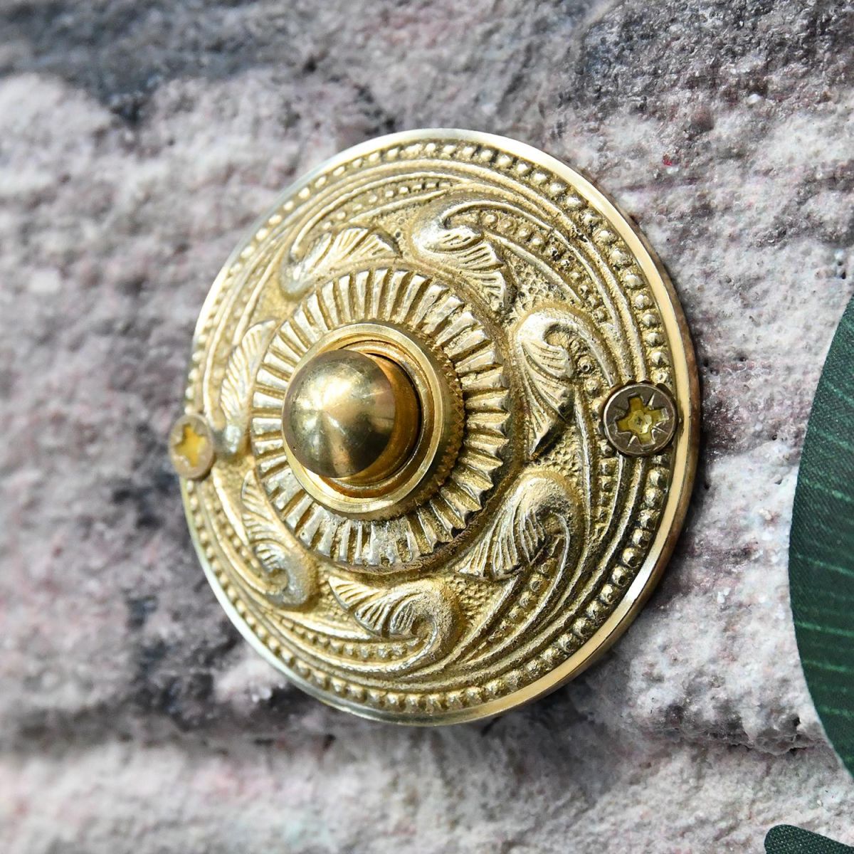 Polished Brass Bell Push "Rococo" 