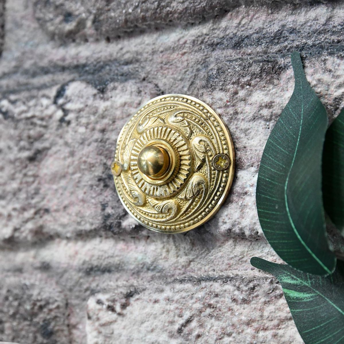 "Rococo" Polished Brass Bell Push 