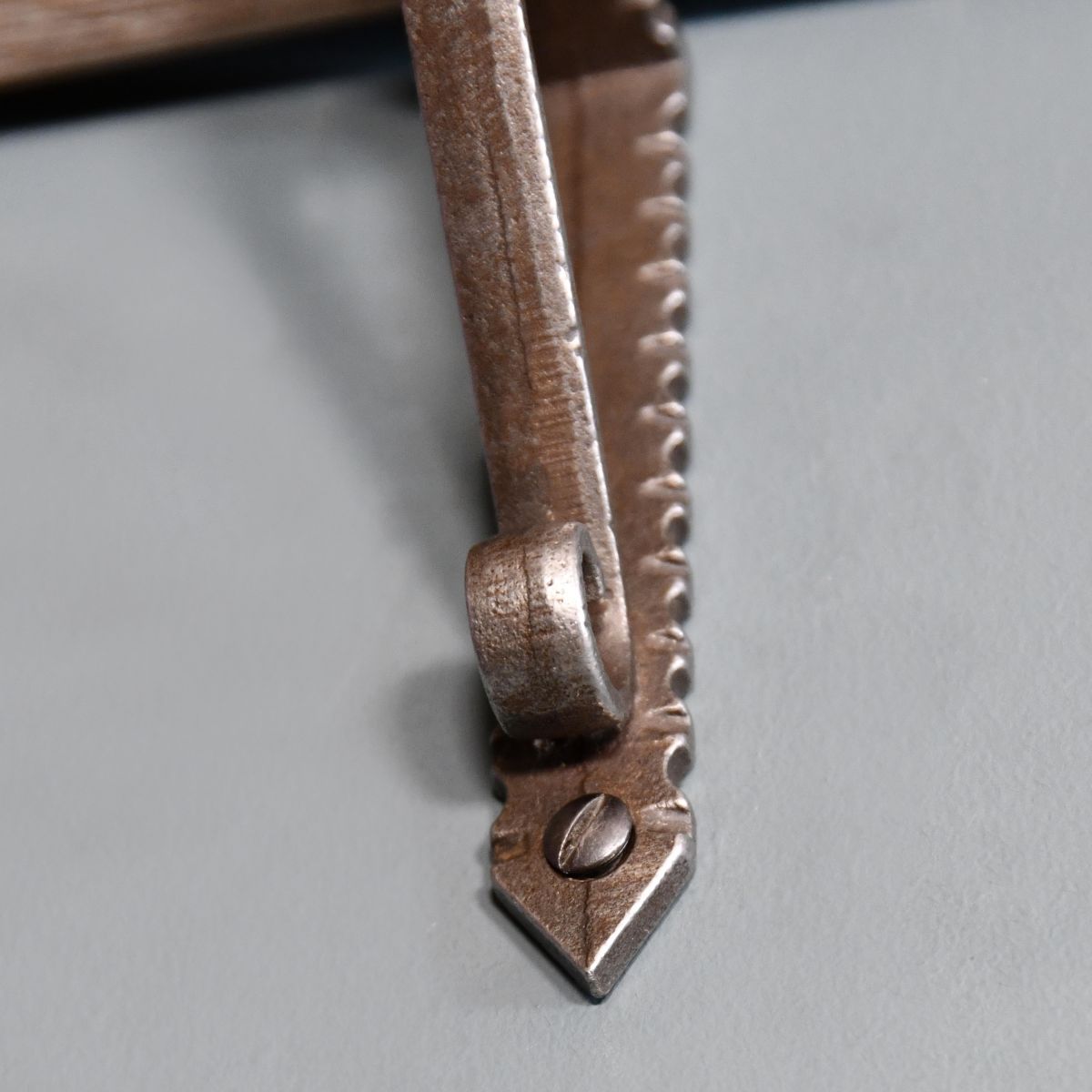 Close up of bracket on wall 