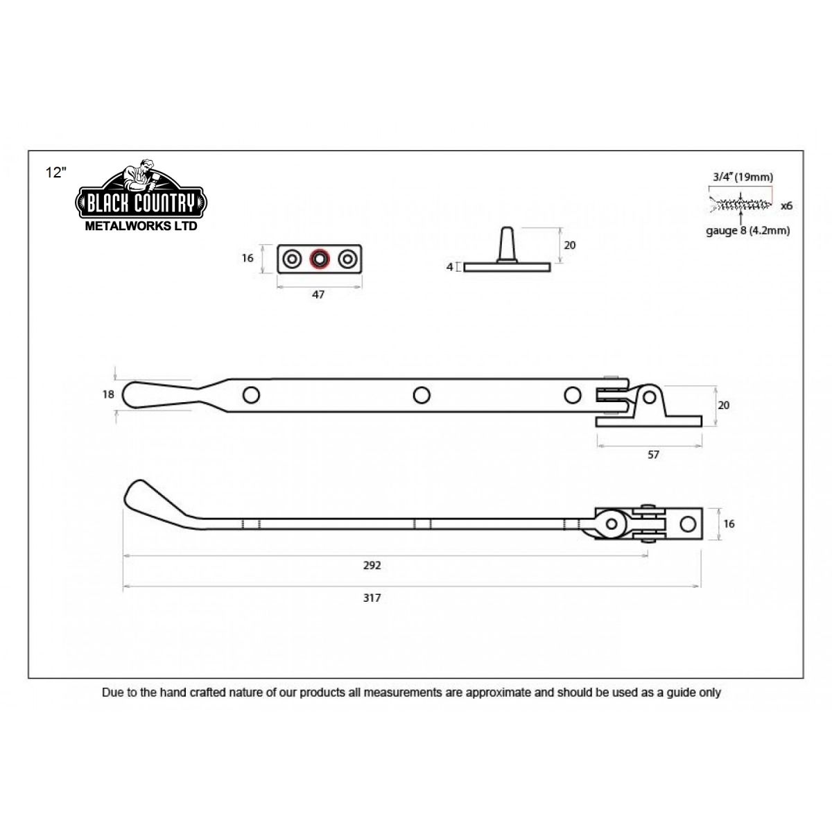 Black Iron Peardrop Window Stay Dimensions  Black Iron Peardrop Window Stay Dimensions