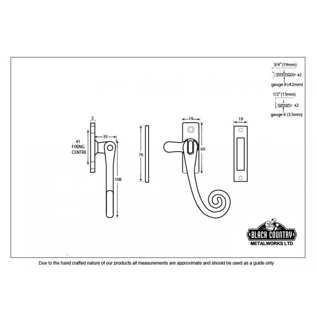 Monkeytail Window Fastener Dimensions   Monkeytail Window Fastener Dimensions