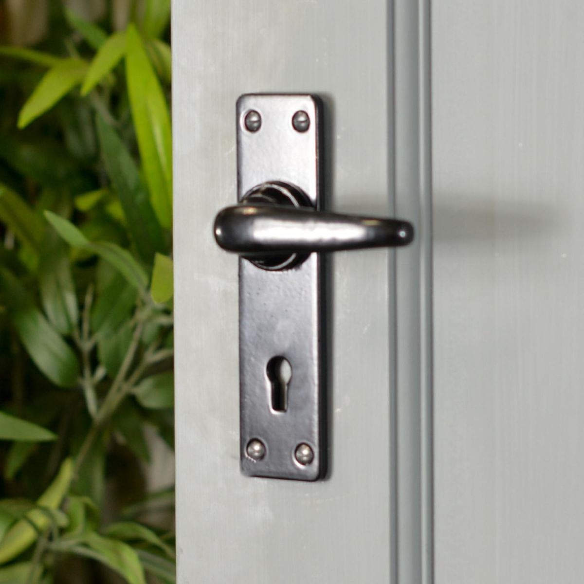 Smooth Lever Lock Set on Grey Door 