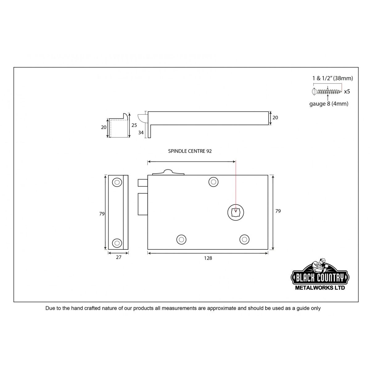 Right Hand Bathroom Latch Iron Dimensions