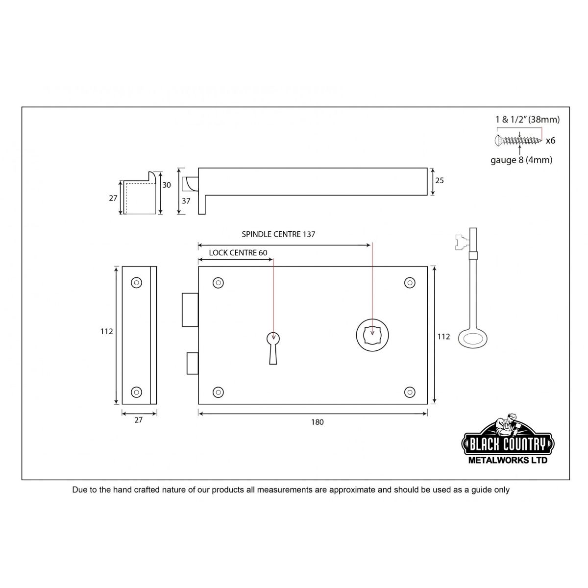 Iron Rim Lock Right Hand - Large Dimensions Iron Rim Lock Right Hand - Large Dimensions