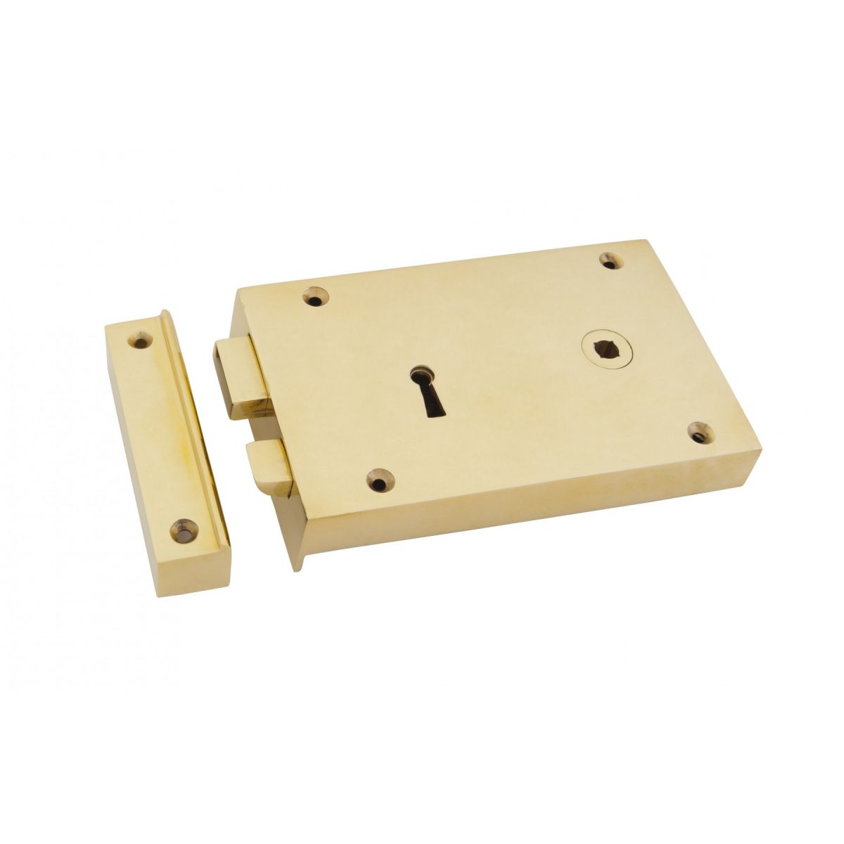 Large Polished Brass Rim Lock - Right Hand 