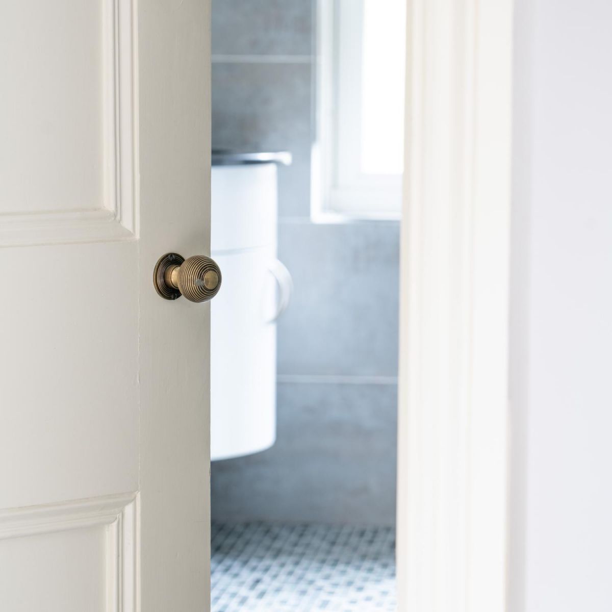 Antique Brass Beehive Door Knob in situ Antique Brass Beehive Door Knob in situ