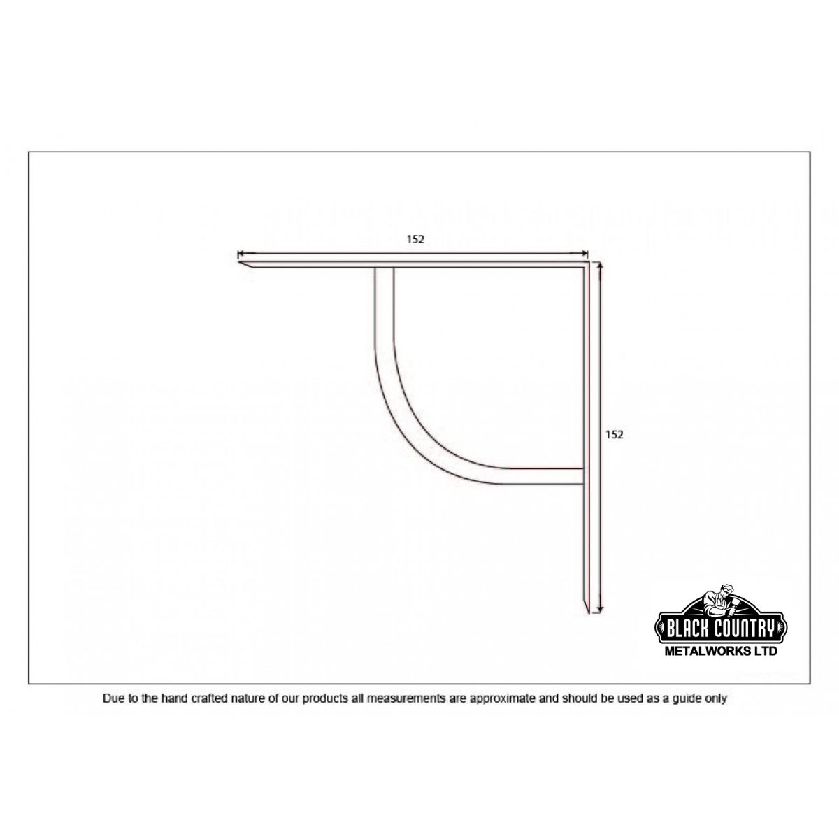 Arched Beeswax Iron Shelf Bracket - Dimensions 
