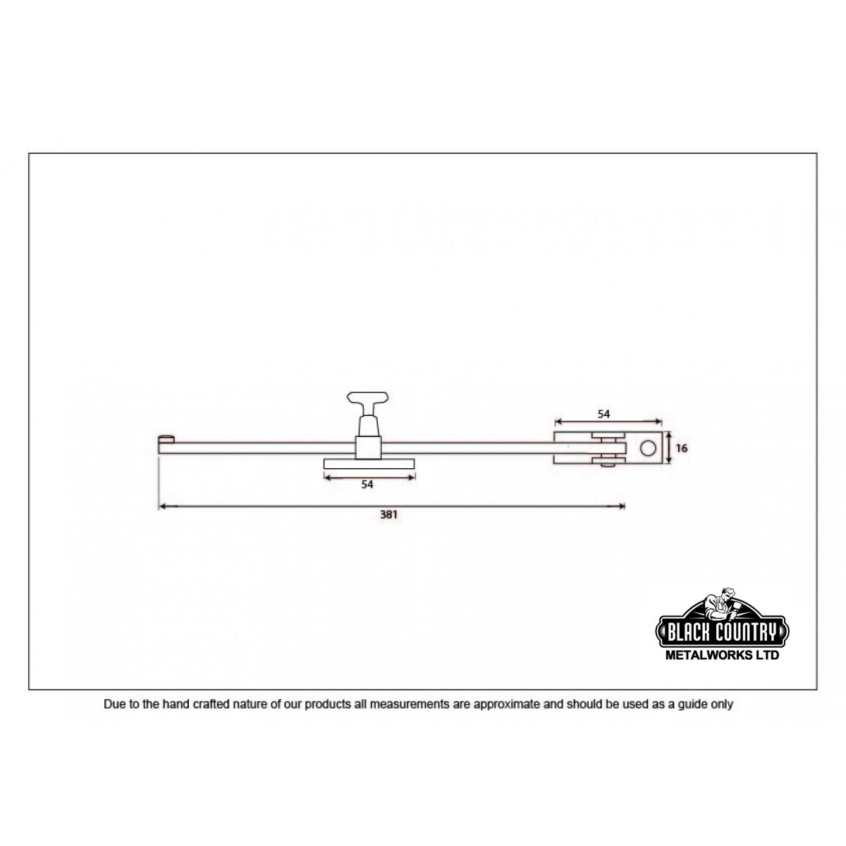 Adjustable Sliding Window Stay - Dimensions 