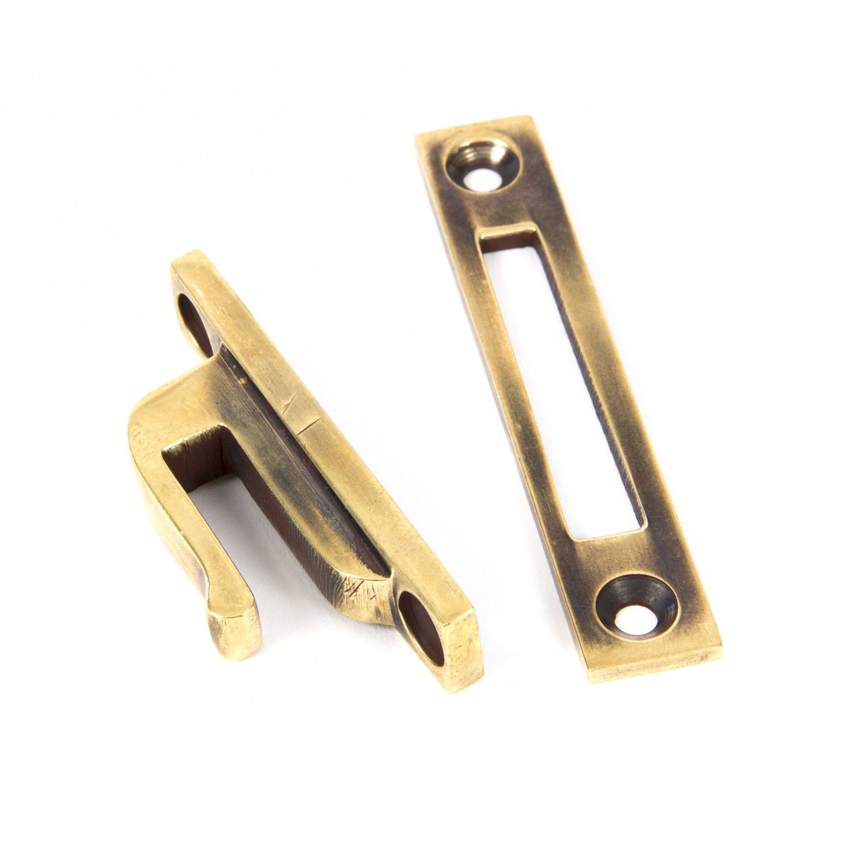 Reeded Window Fastener - Lockable Aged Brass