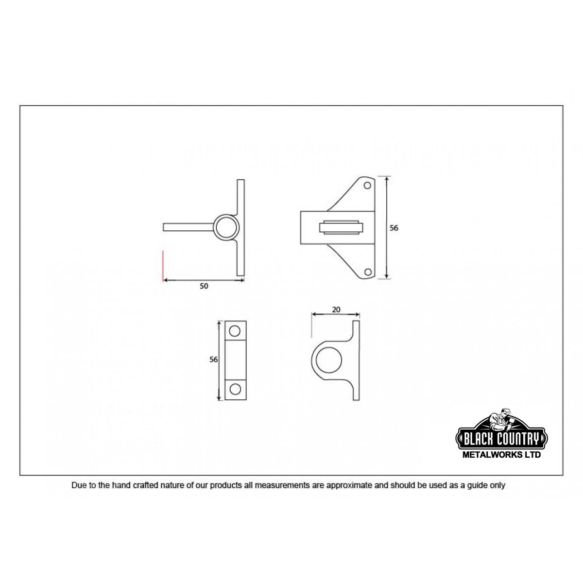 Polished Brass Fanlight Catch with Two Keeps - Dimensions  Polished Brass Fanlight Catch with Two Keeps - Dimensions