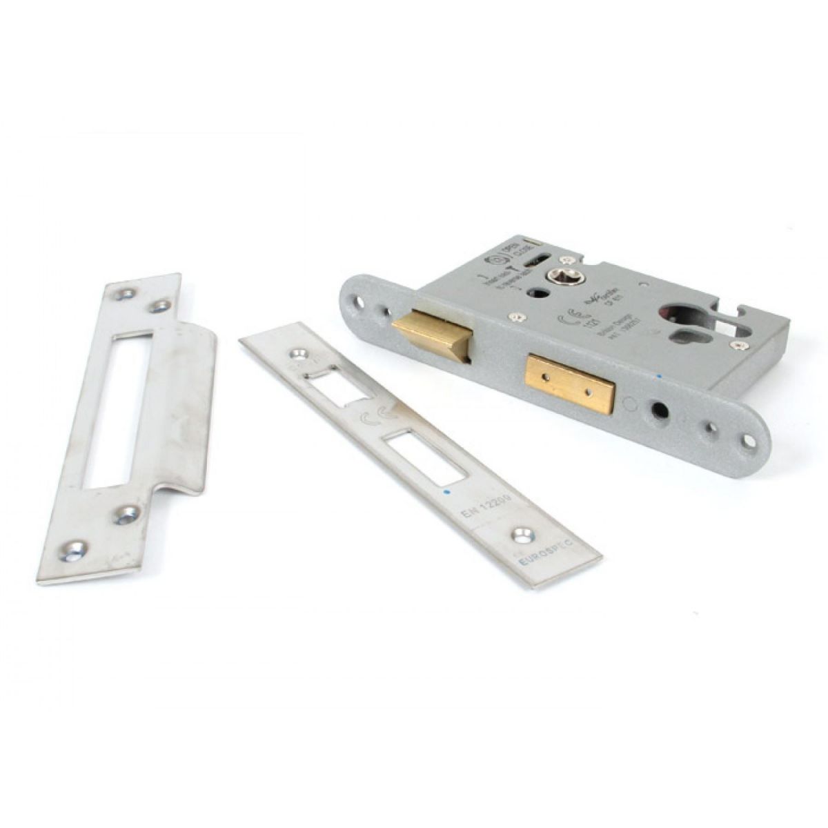 Satin Stainless Steel Euro Profile Sash Lock - 3" Alternate View Satin Stainless Steel Euro Profile Sash Lock - 3" Alternate View