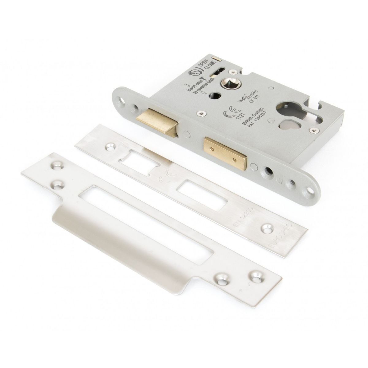 Satin Stainless Steel Euro Profile Sash Lock - 3" Main View Satin Stainless Steel Euro Profile Sash Lock - 3" Main View