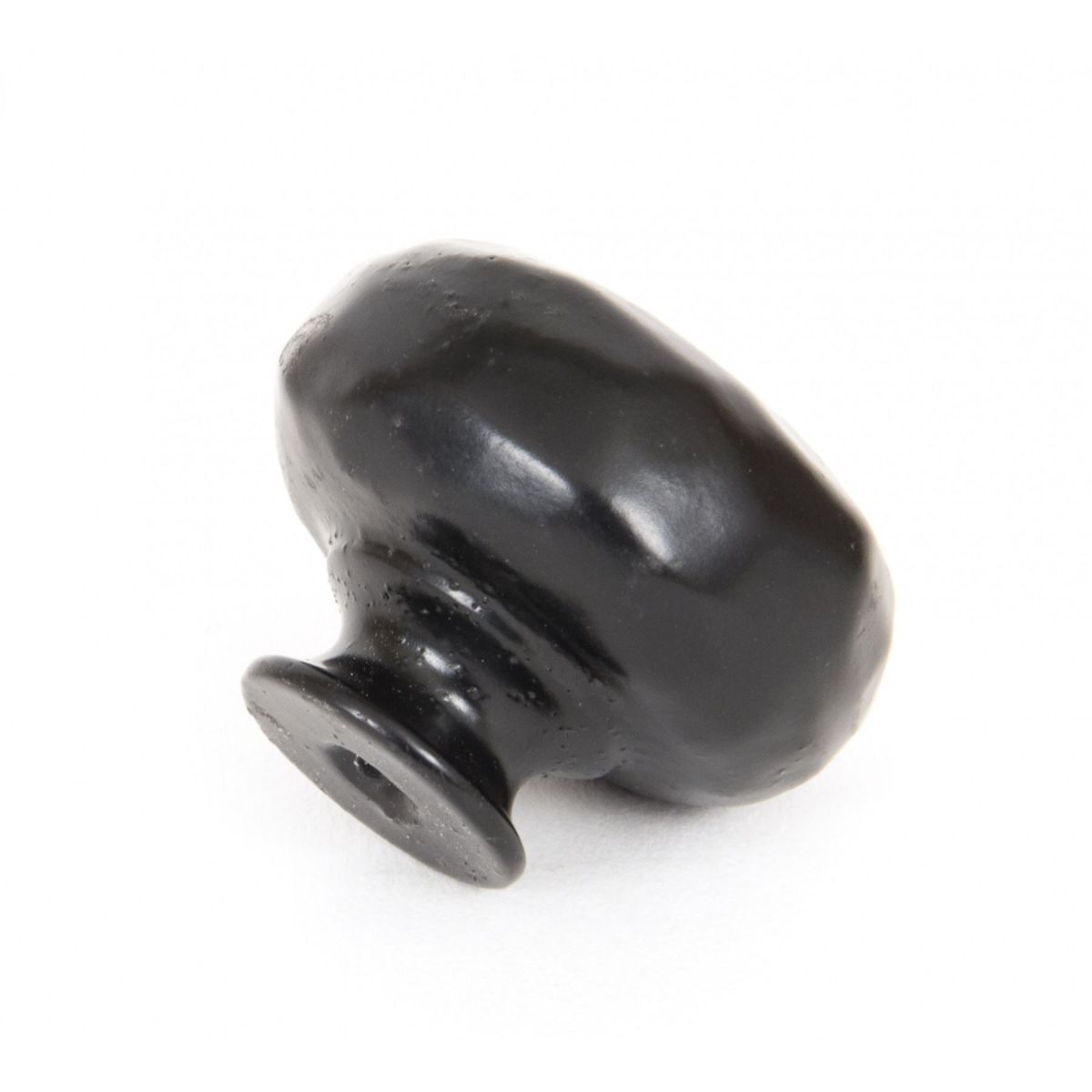 Side Profile of Black Hammered Steel Cabinet Knob - 33mm