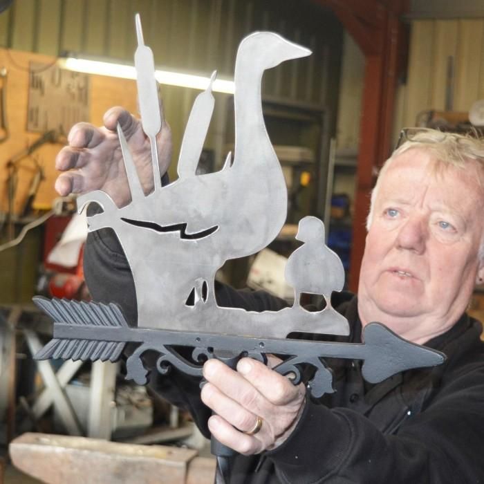 Duck and Duckling Weathervane Being Created in the Workshop Duck and Duckling Weathervane Being Created in the Workshop