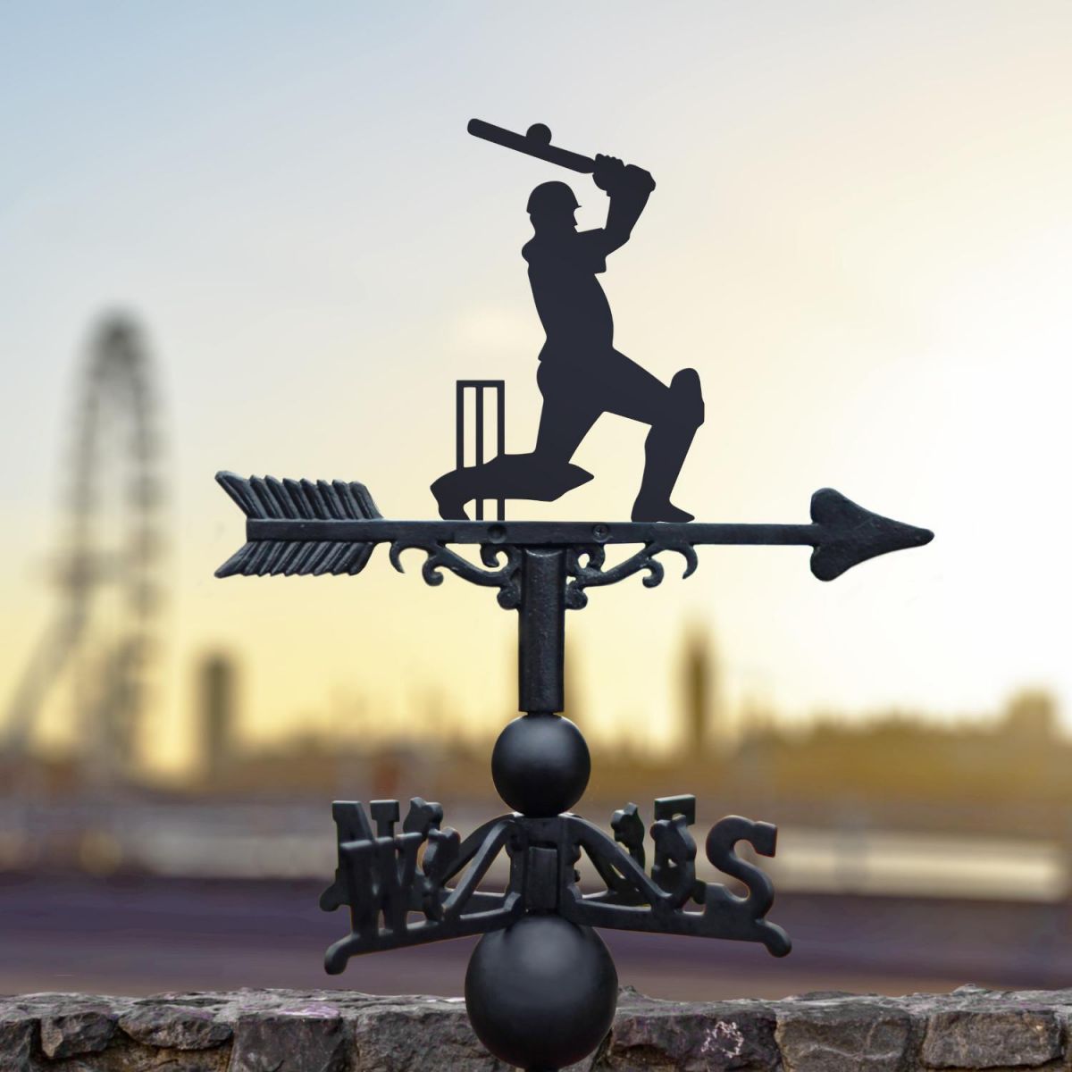 Cricket Player Weathervane in Situ