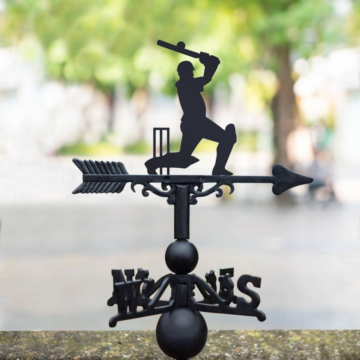 Cast Iron and Steel Weathervane with Cricket Player Topper
