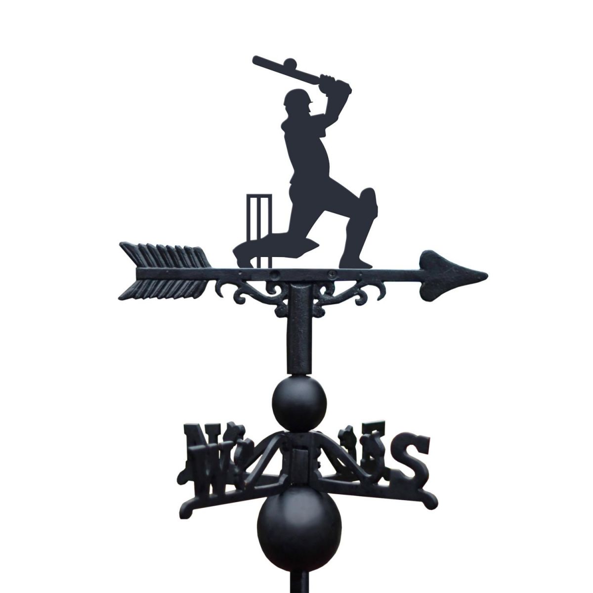 Cricket Player Weathervane on White Background