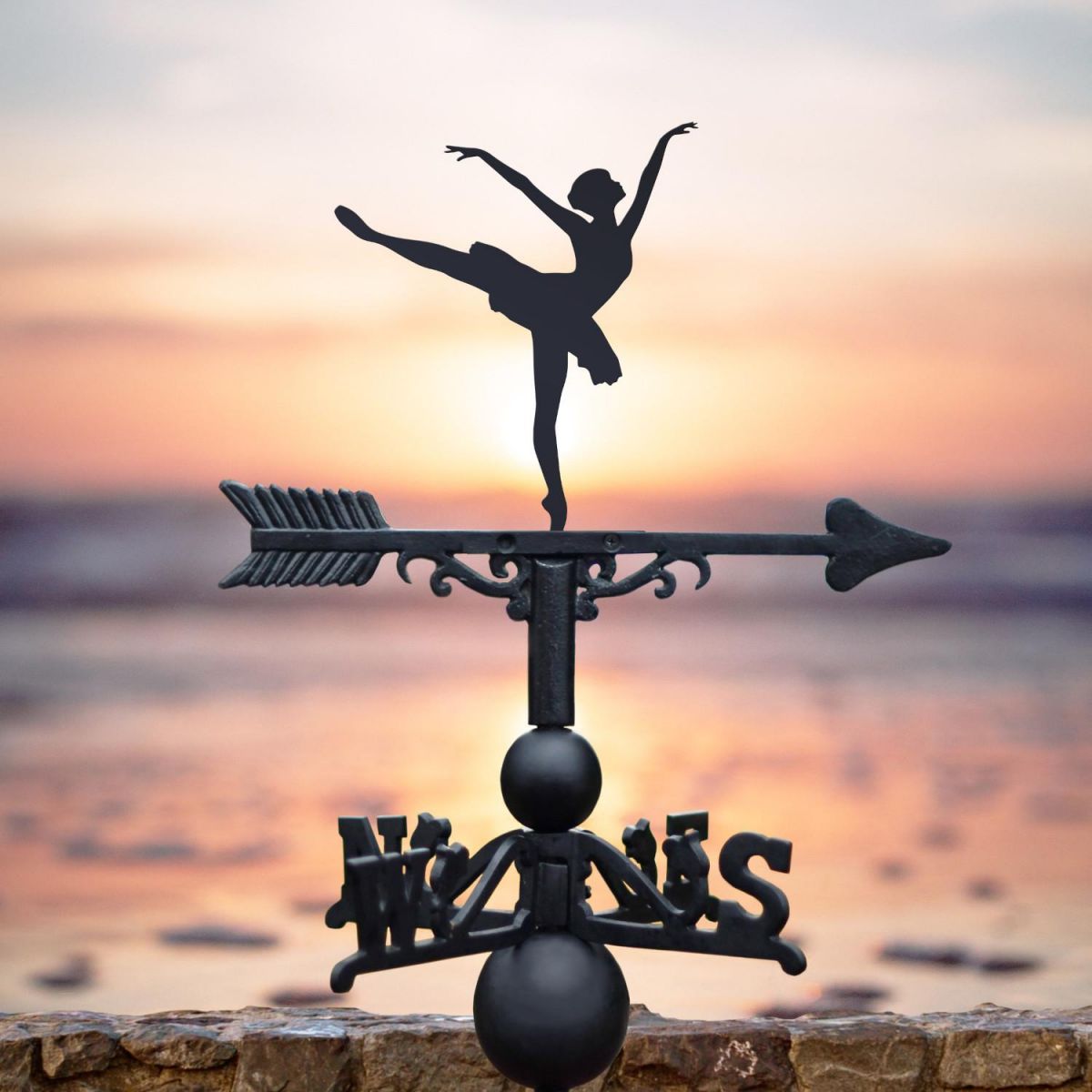 Cast Iron and Steel Weathervane with Ballerina Topper