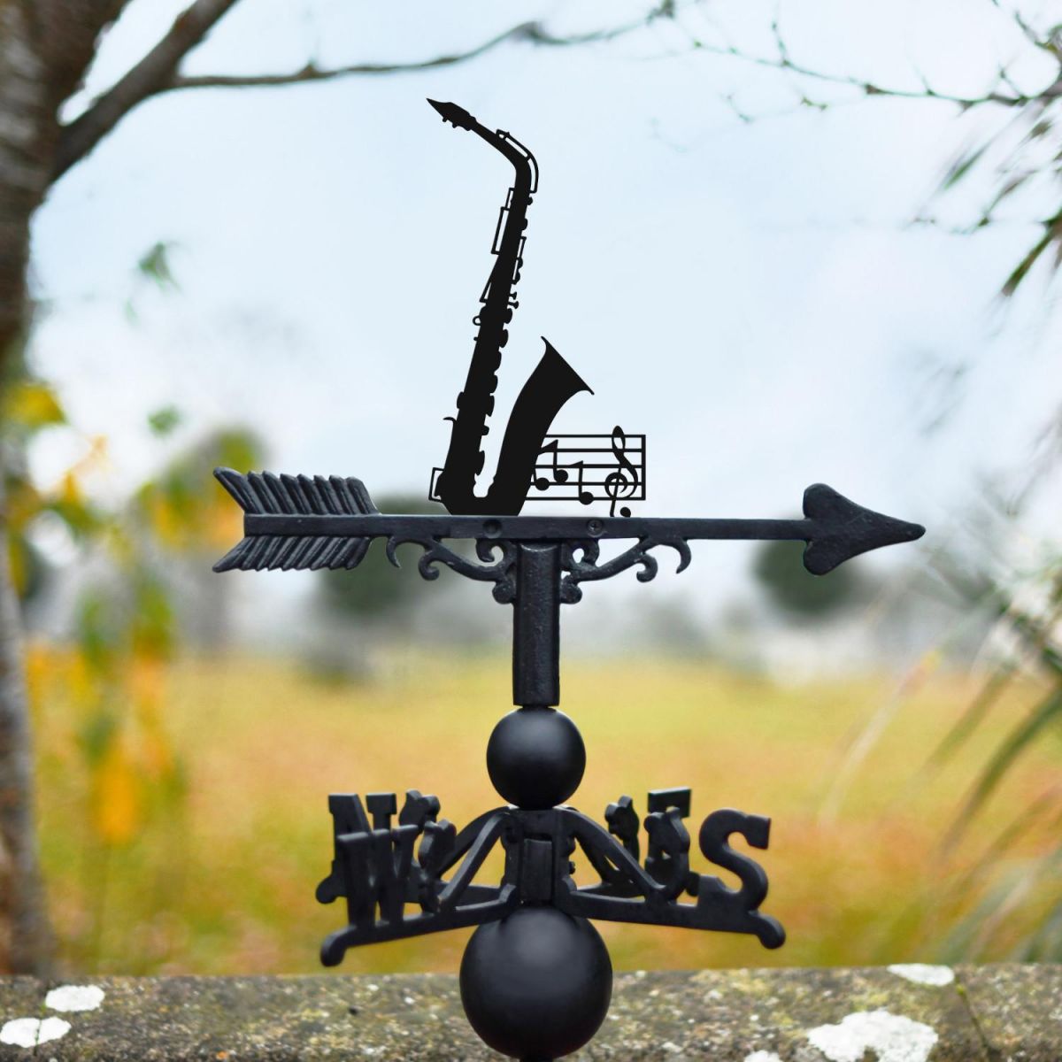Cast Iron & Steel Weathervane with Sax Motif