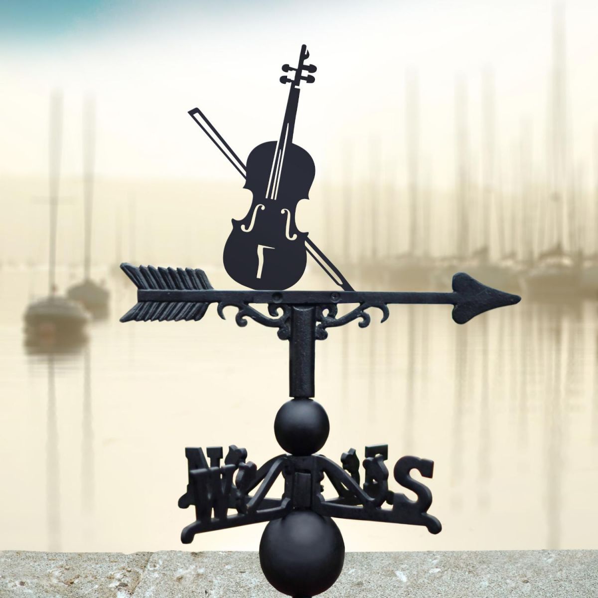 Cast Iron & Steel Violin Weathervane 