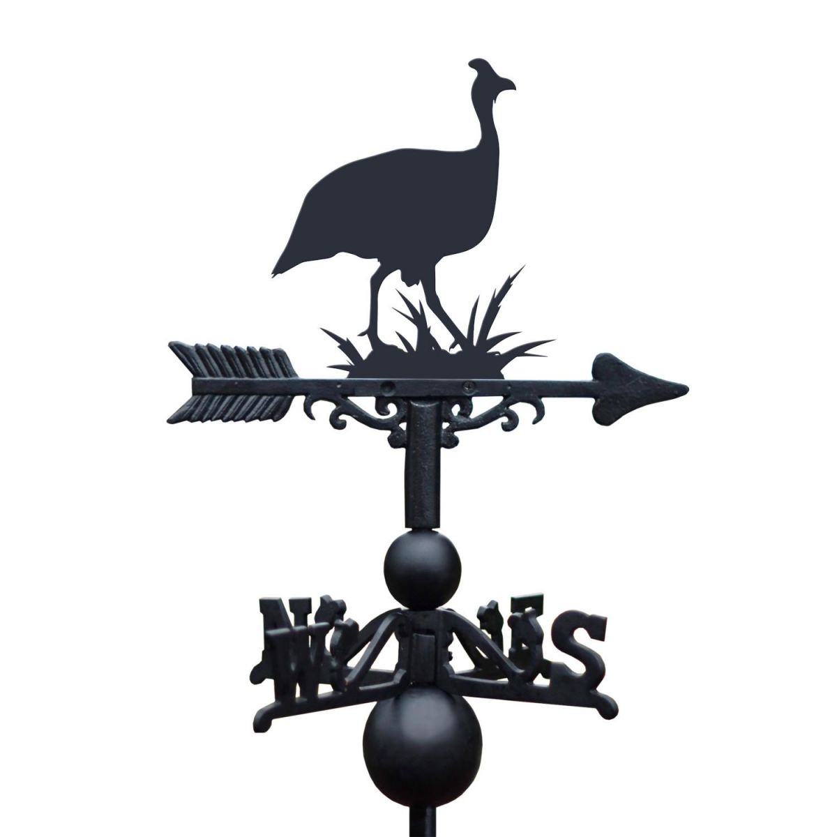 Guinea Fowl Weathervane on White Background