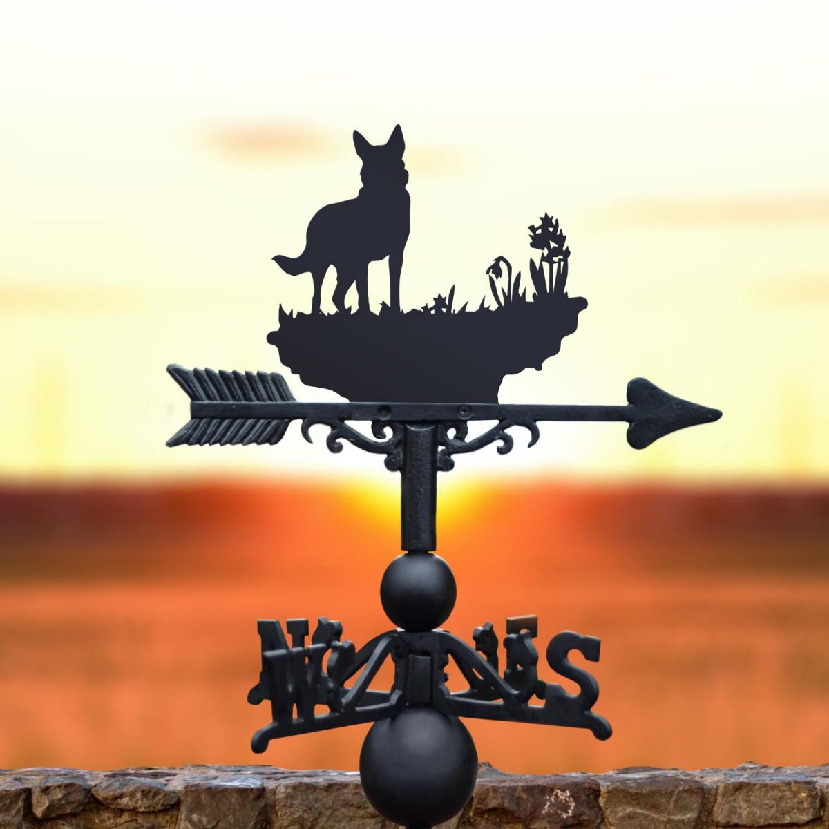 German Shephard Weathervane in Situ