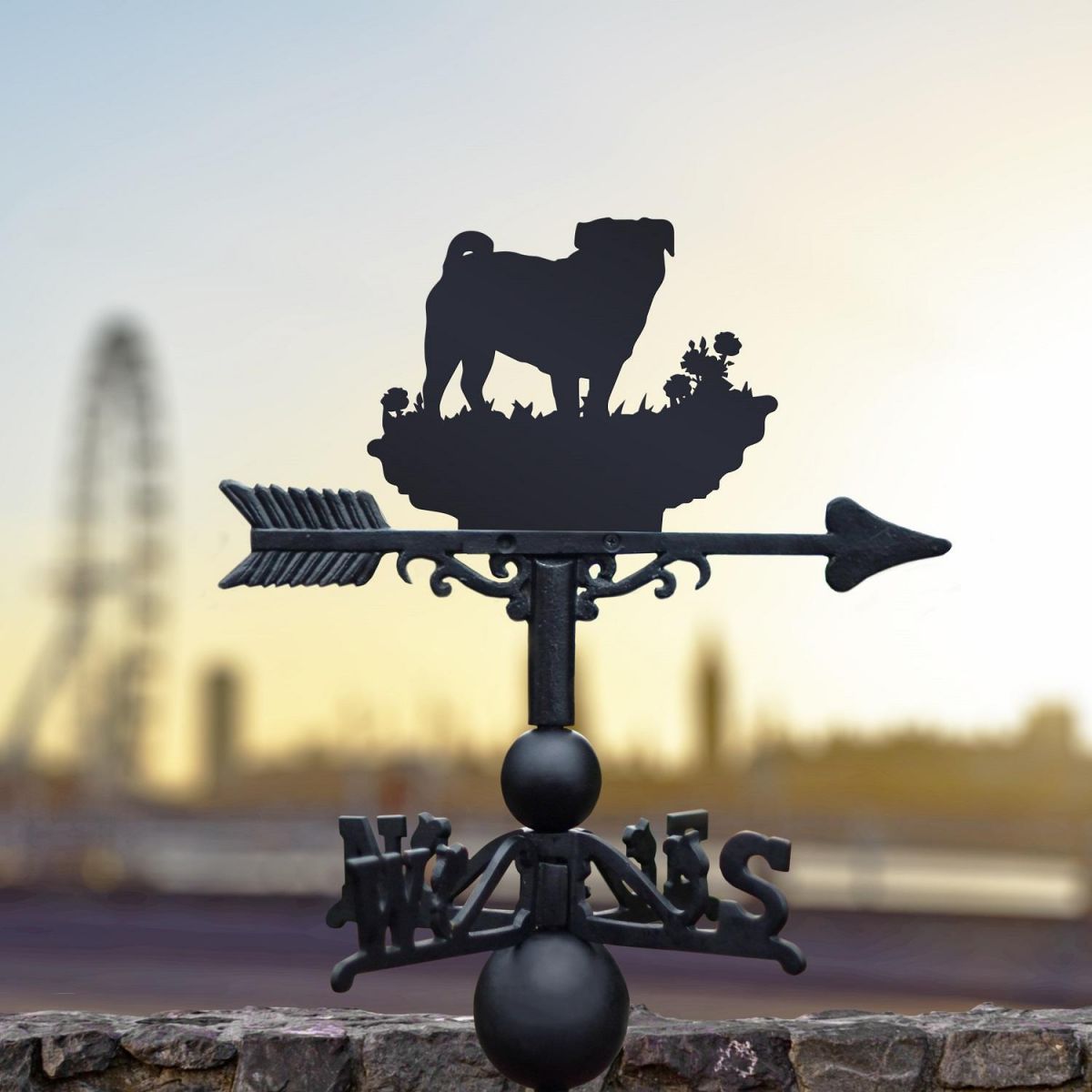 "Pug" Weathervane in Cityscape  "Pug" Weathervane in Cityscape