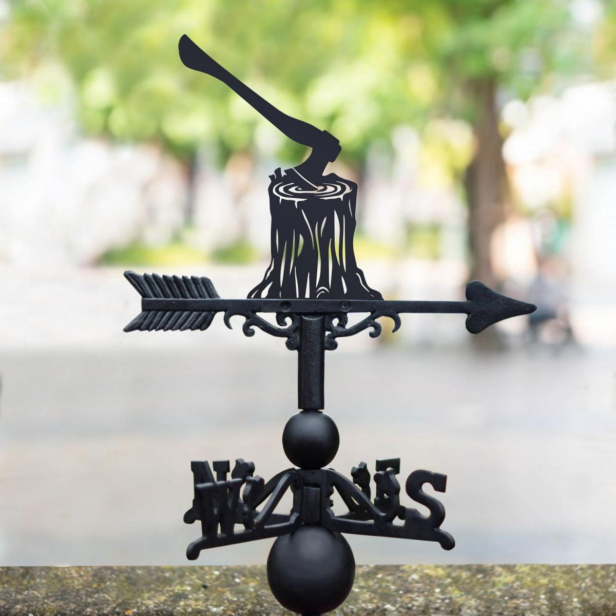 Woodcutter Axe & Tree Stump Weathervane 