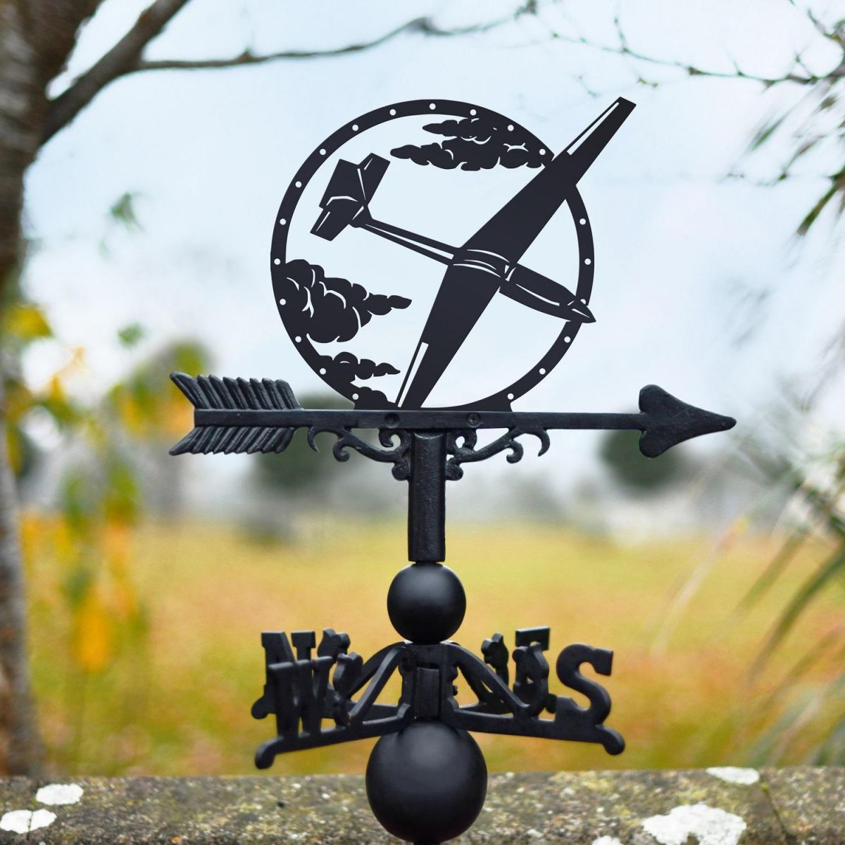 Glider Plane Weathervane in Garden Glider Plane Weathervane in Garden
