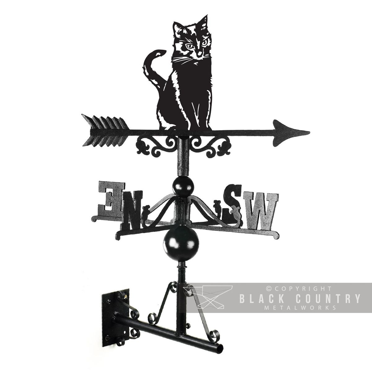 Sitting Cat Weathervane Created From Iron
