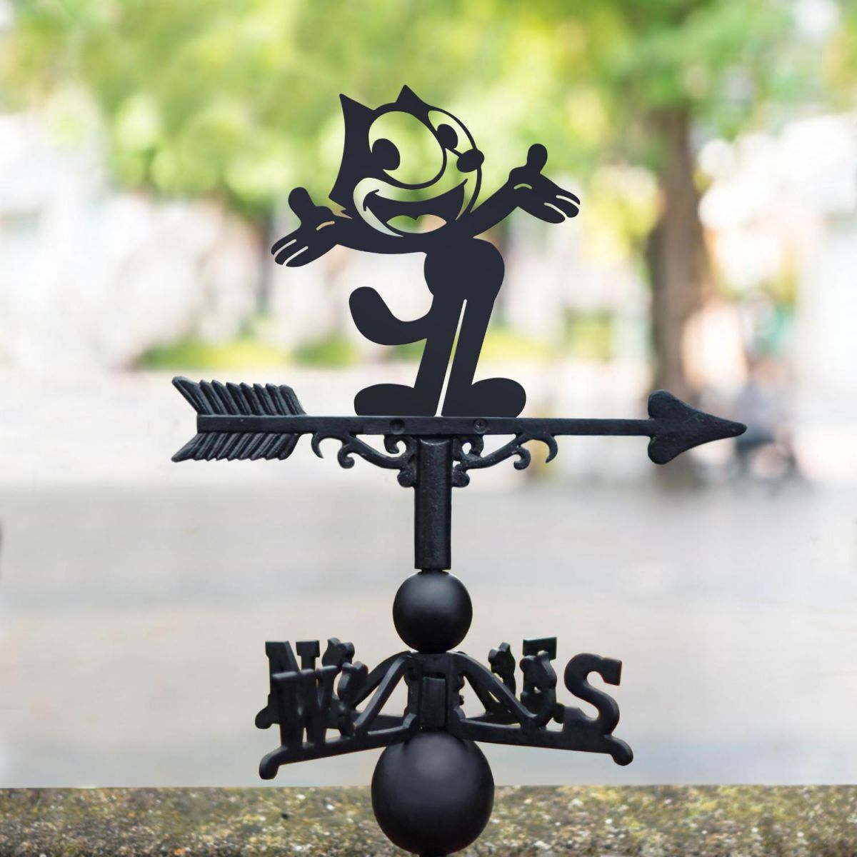 Vintage Cartoon Cat Weathervane in Situ