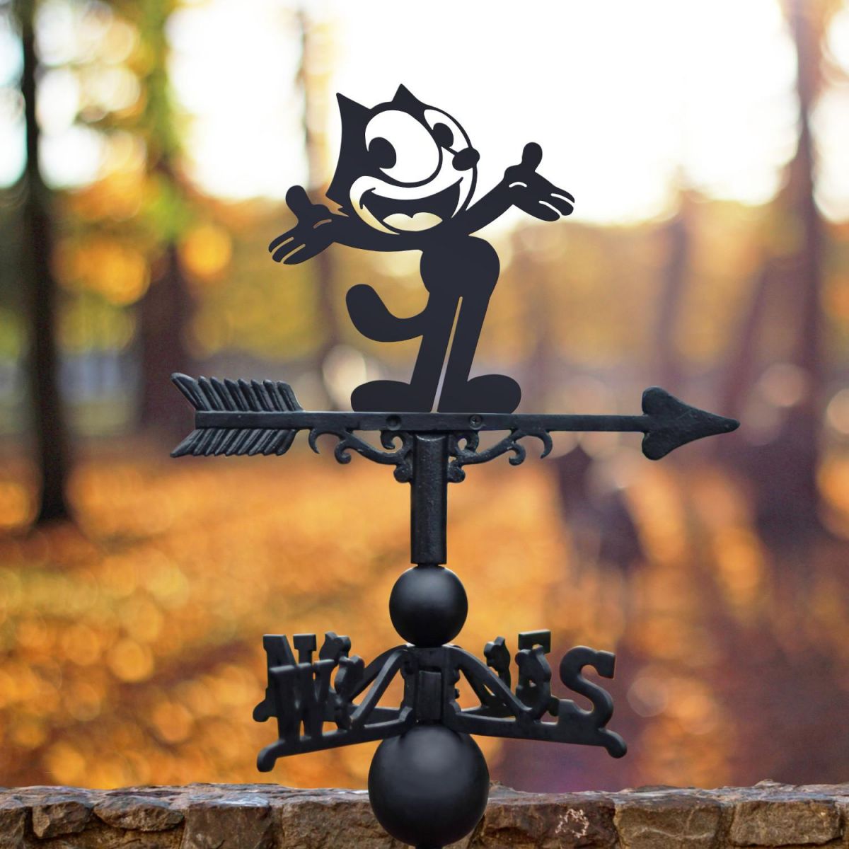Weathervane with Vintage Cartoon Cat Topper