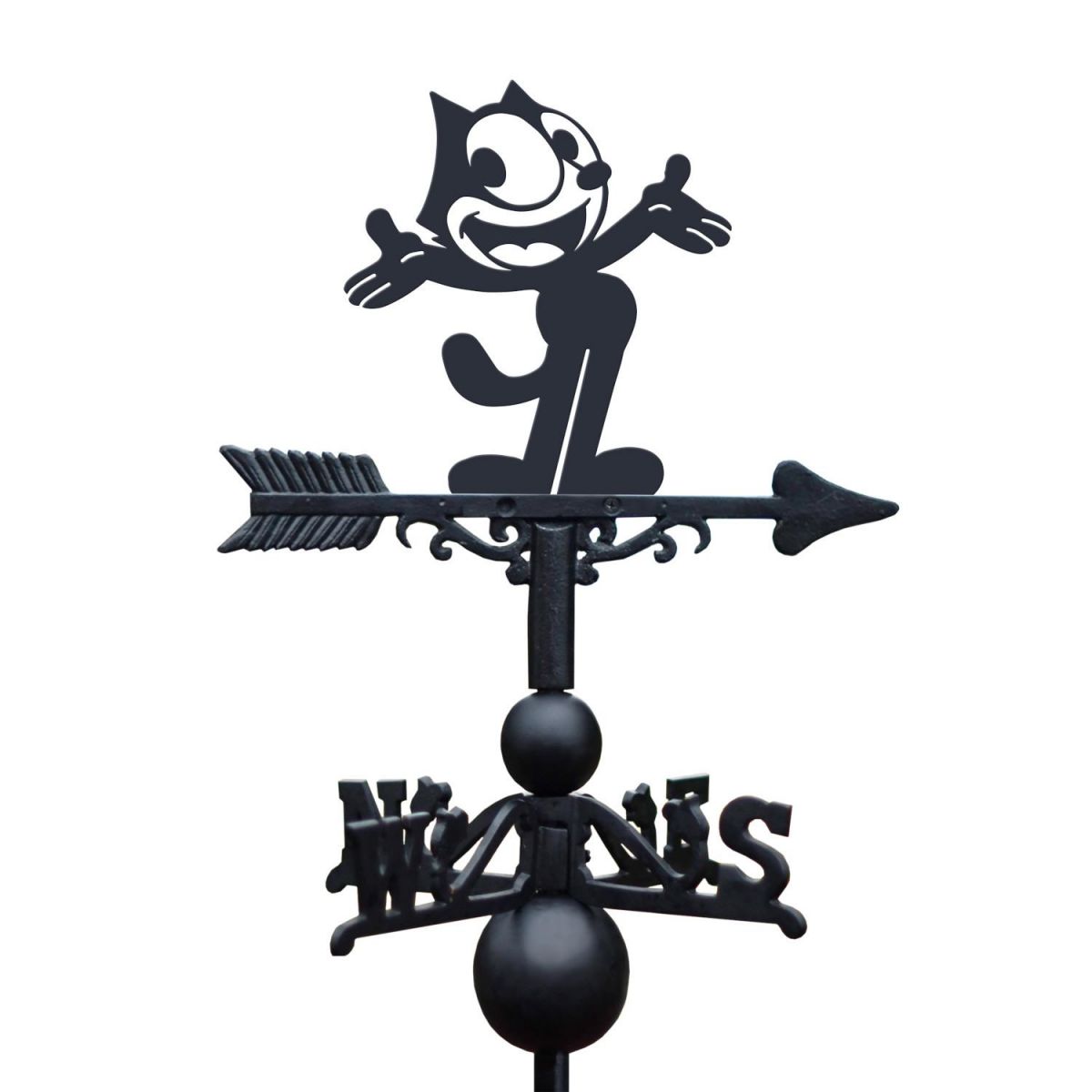 Vintage Cartoon Cat Weathervane on White Background