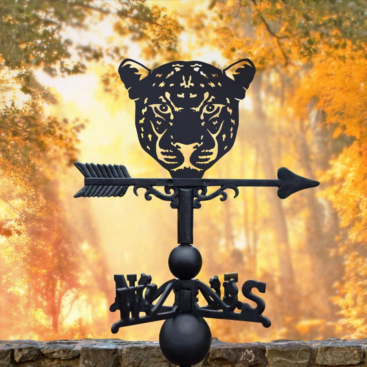 Black Weathervane with Leopard Head 