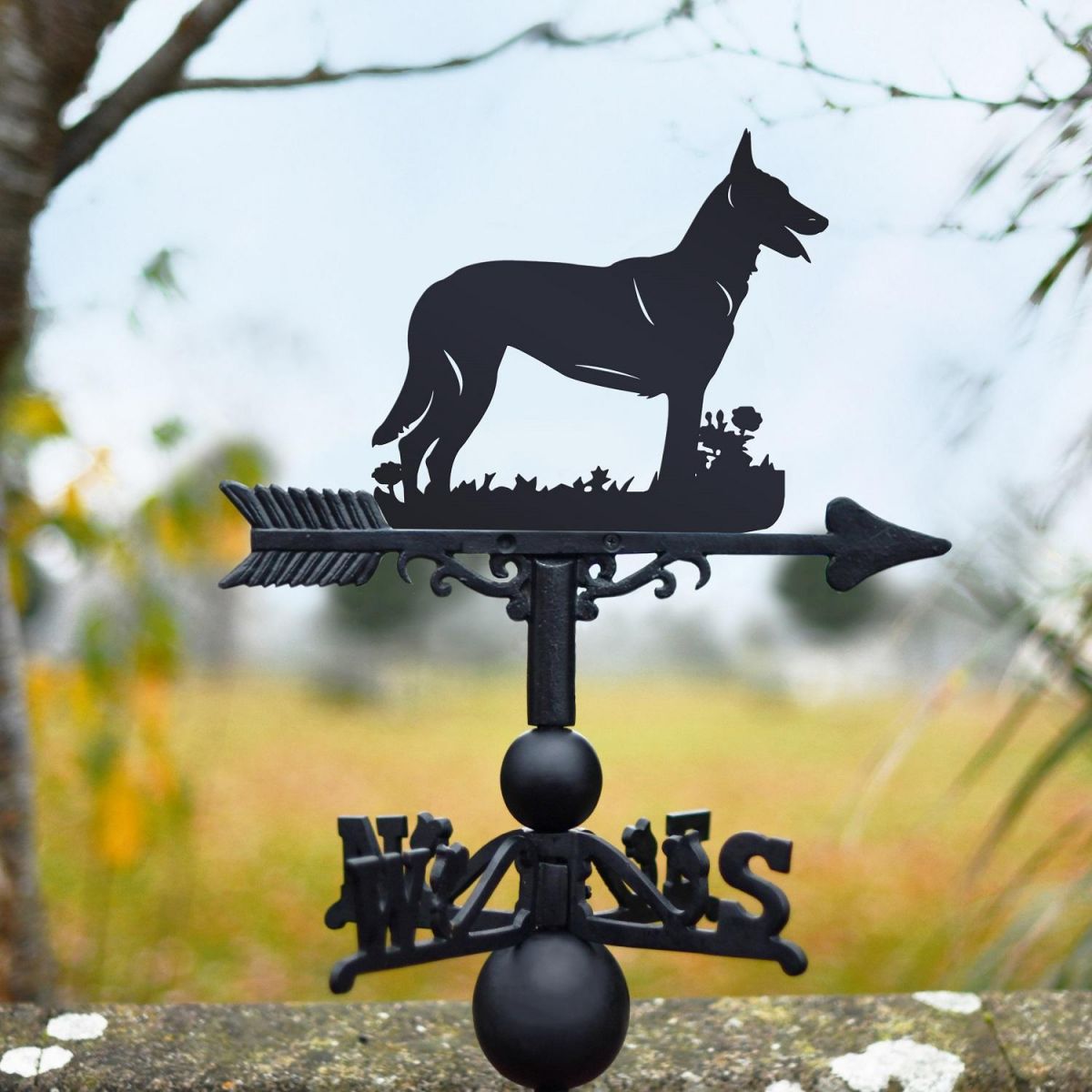 Black Weathervane with Malinois Belgian Shepherd Design 
