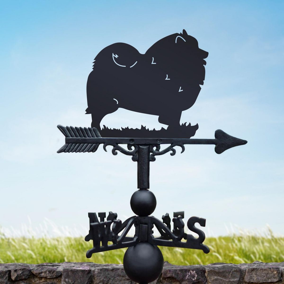 Keeshond Weathervane in Black 