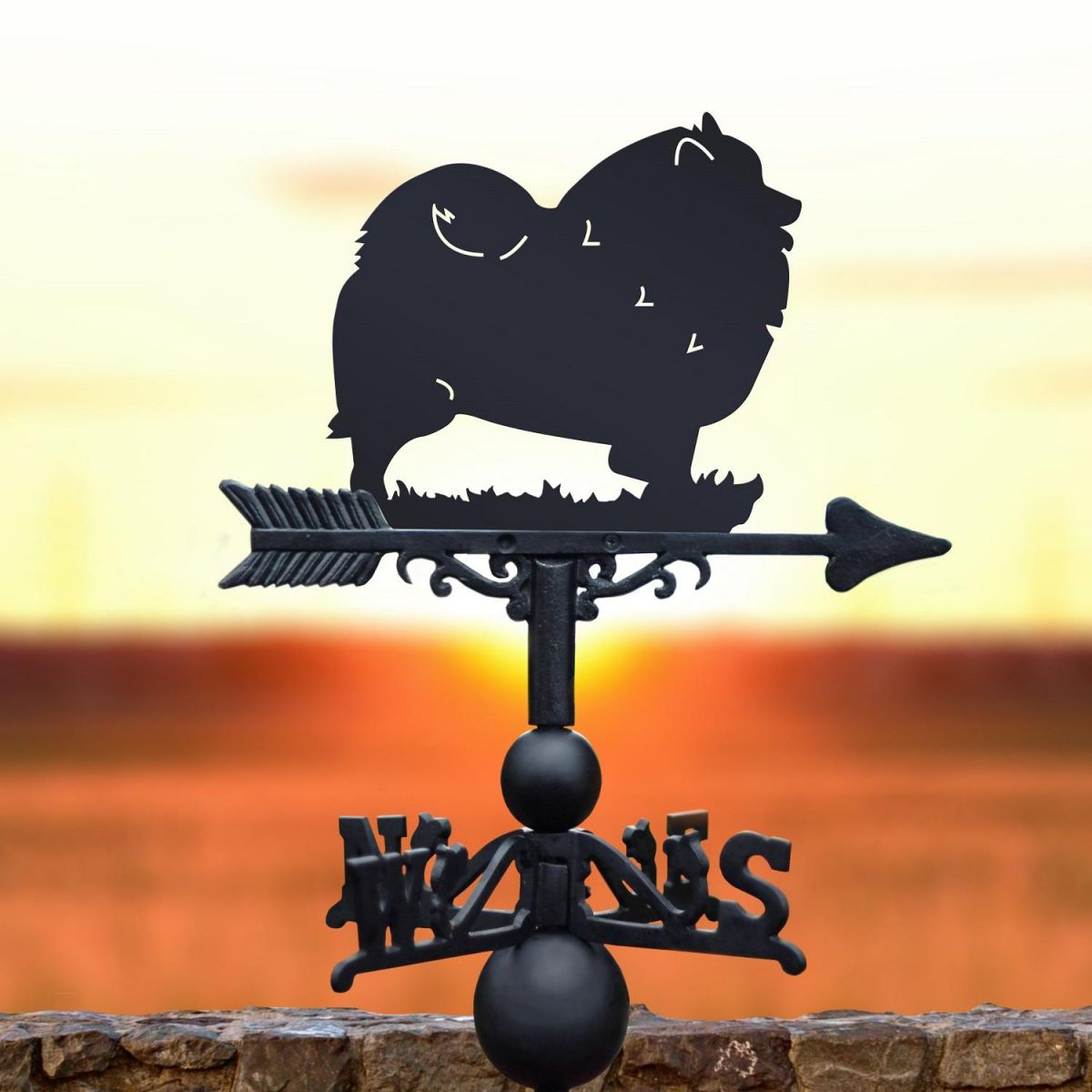 Black Weathervane with Keeshond Design 